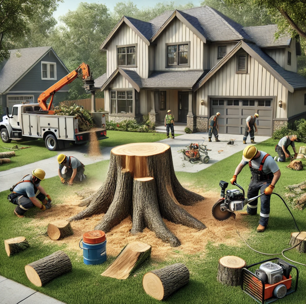 Advanced stump grinding machine in use for Toronto stump removal