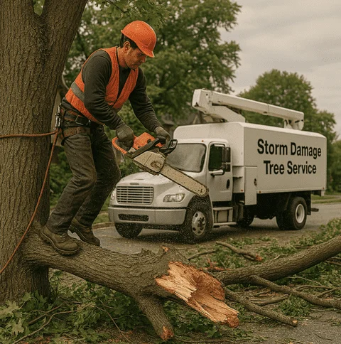 Toronto arborist responding to emergency tree collapse