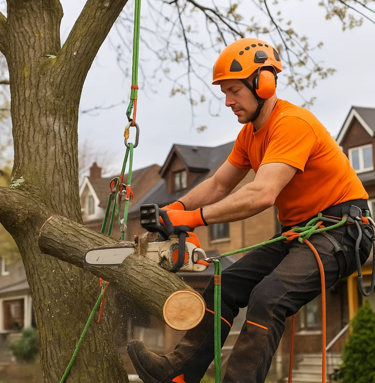 Arborist completing a tree removal permit report in Roncesvalles