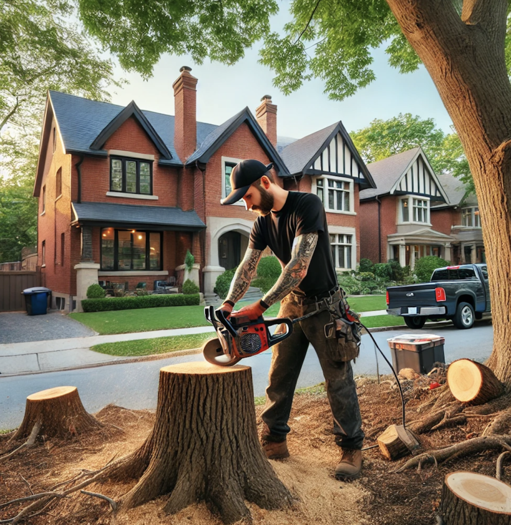 Stump grinding service in Leaside