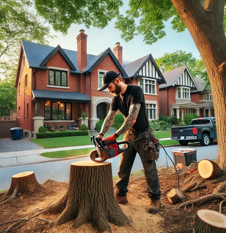 Stump grinding service in Leaside
