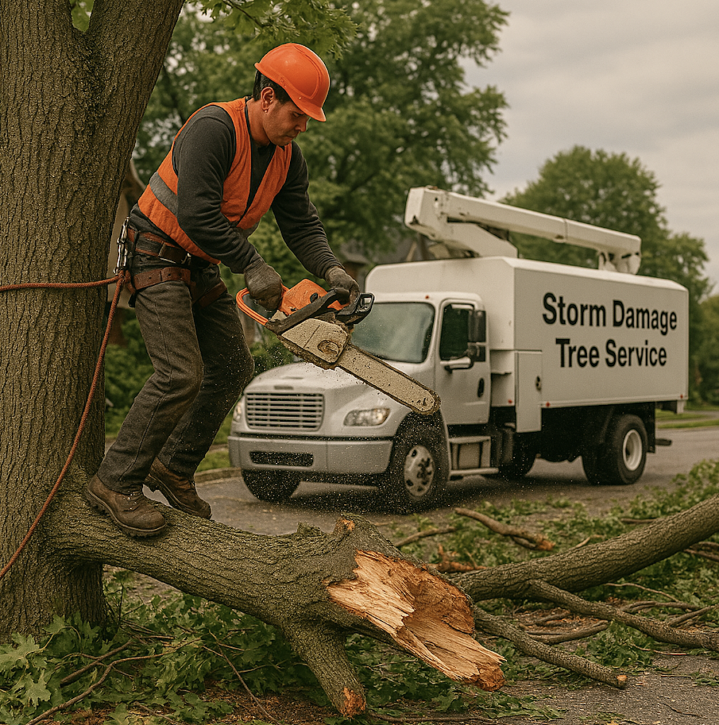 Toronto arborist responding to emergency tree collapse