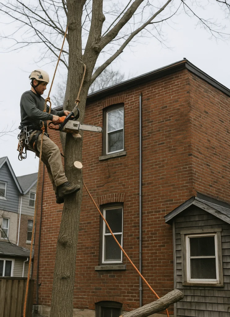Compact stump grinder clearing a tree stump near Roncesvalles laneway