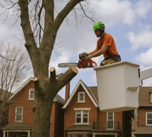 Stump grinder clearing a tree base near Sorauren Park