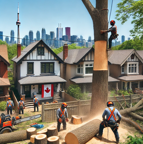 Stump grinding service after tree removal in Cabbagetown, Toronto.