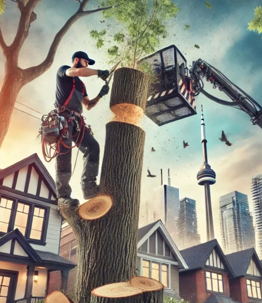 Stump grinding following tree removal in Forest Hill, Toronto