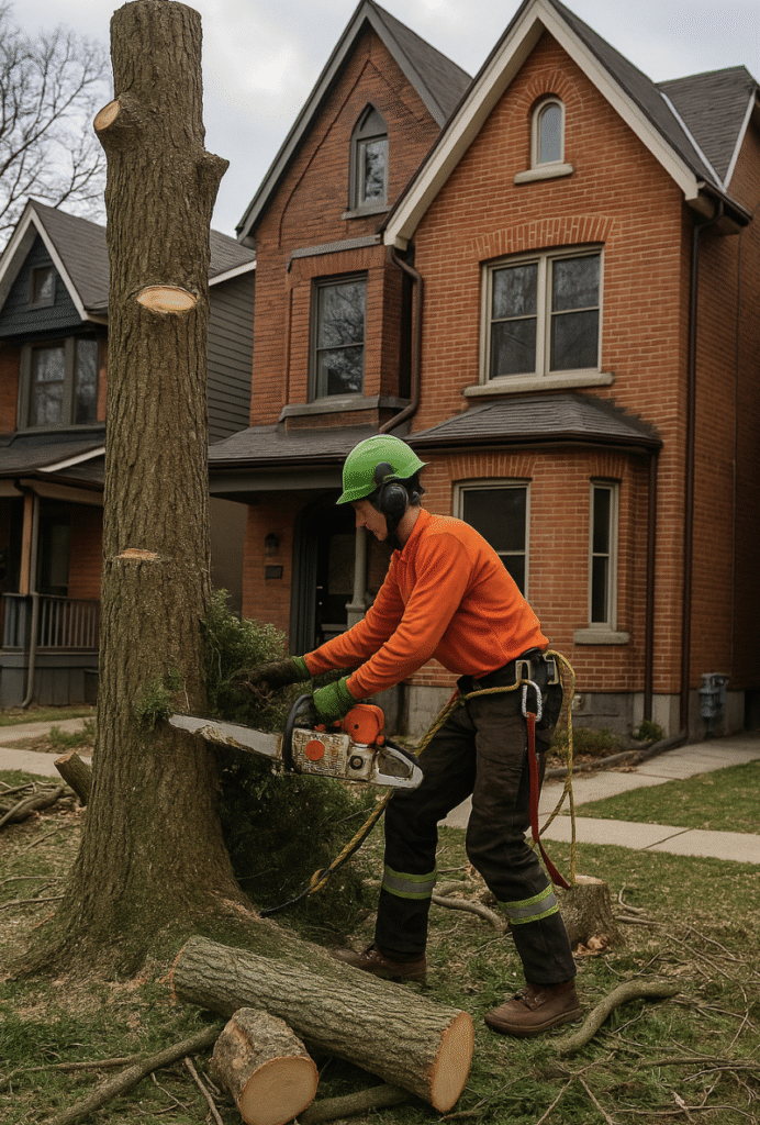Compact stump grinder working in tight Junction Triangle yard