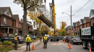 Stump grinder in action Toronto