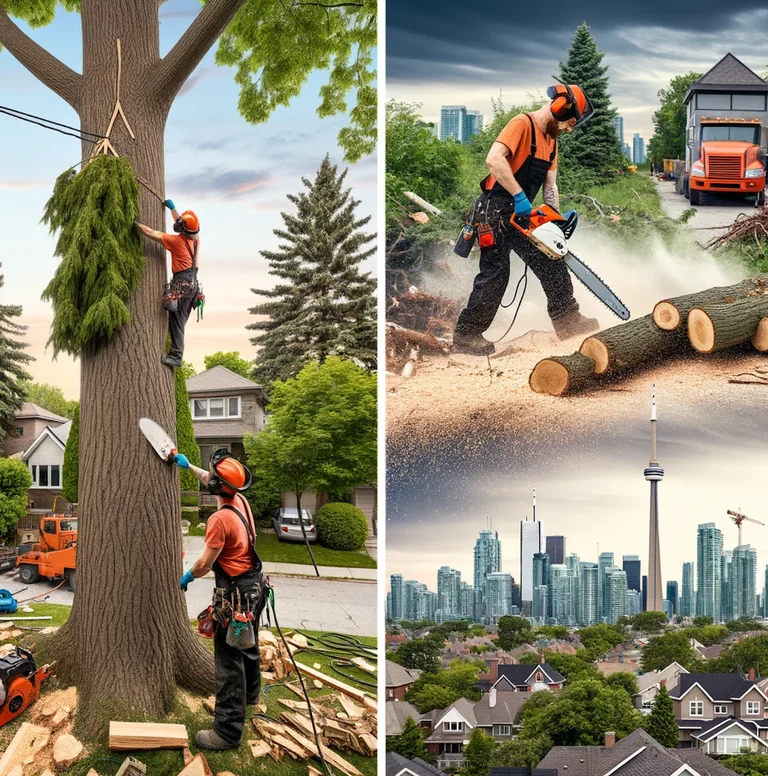 Certified arborist trimming a tree in Etobicoke