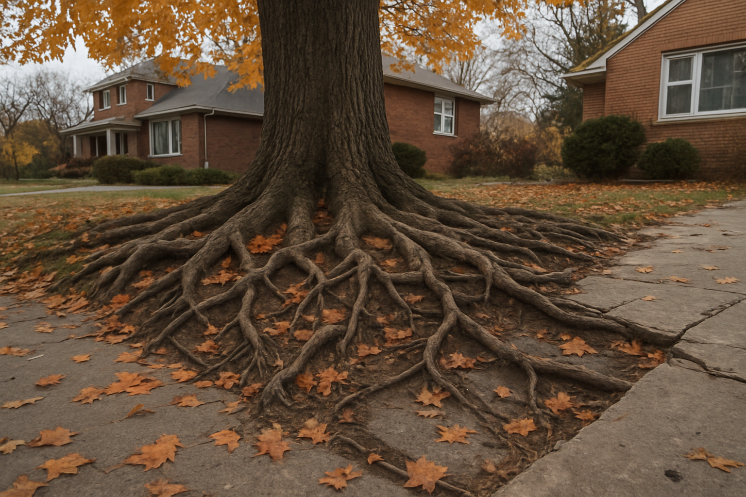 Norway Maple Trees with Shallow Root Systems
