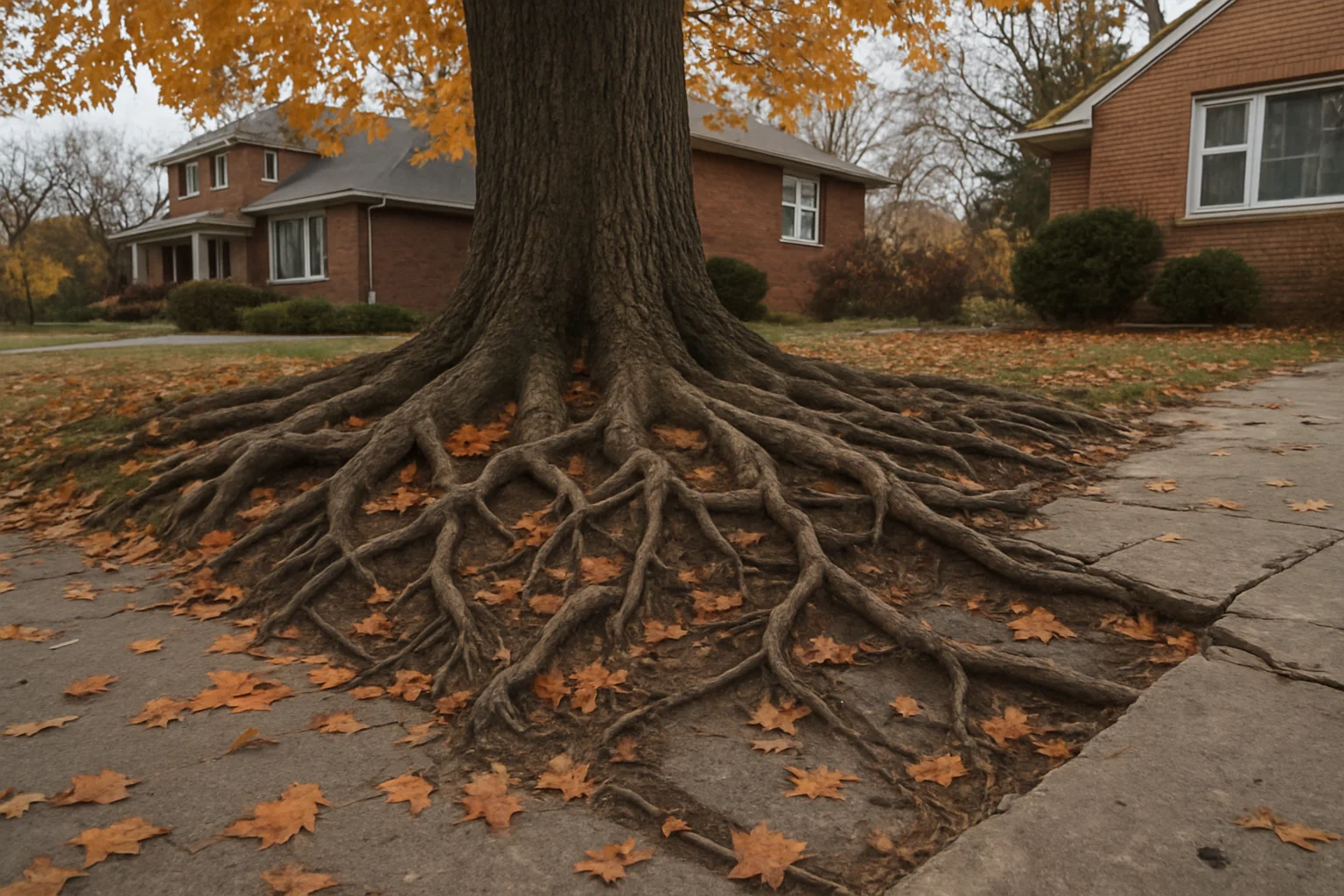 Norway Maple Trees with Shallow Root Systems